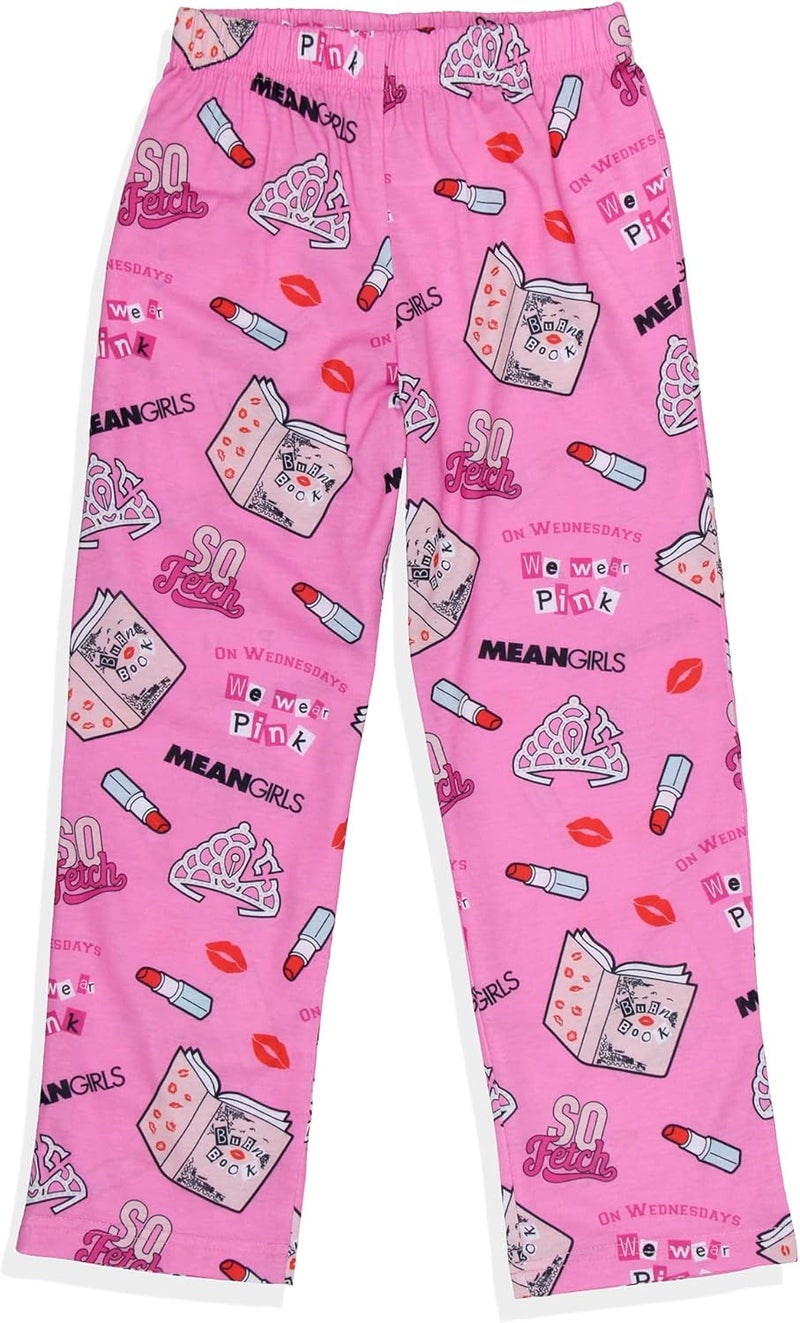 INTIMO Mean Girls Girls' On Wednesdays We Wear Pink Sleep Tossed Print Pajama Pants - Image 2